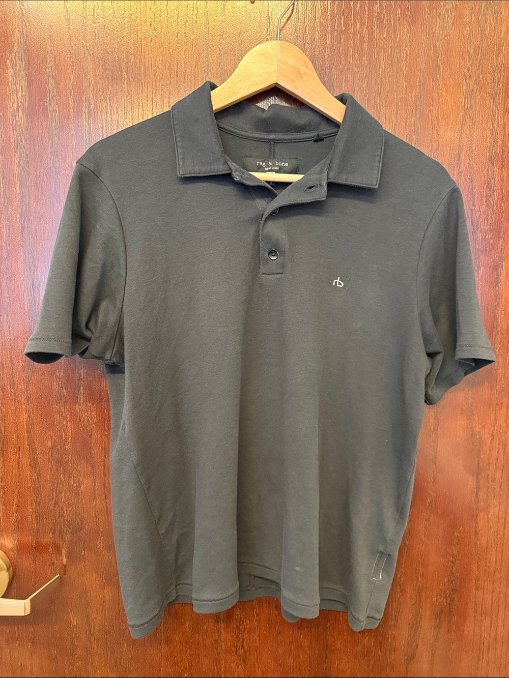 rag & bone Black Short Sleeve Polo